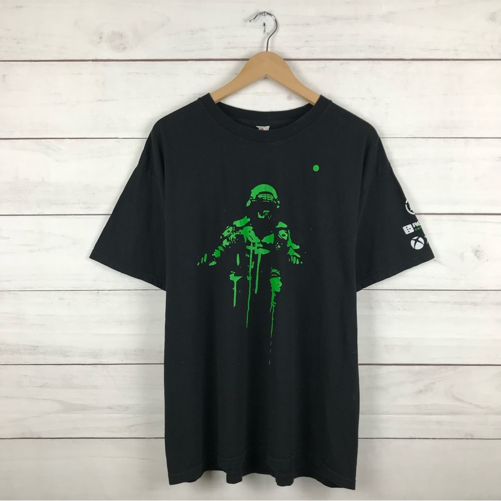 Black Graphic T-Shirt with Green Design